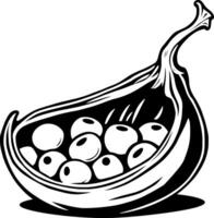 Black And White Illustration Of A Seed Pod Filled With Berries vector