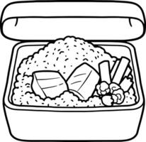 Delicious Salmon Rice Bento Box With Vegetables A Simple Meal vector