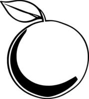 Simple Line Drawing Of A Single Round Fruit With Leaf vector