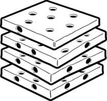 Stacked Perforated Square Panels A Detailed Line Drawing vector