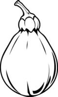 Simple Line Drawing Of A Single Round Gourd With Stem vector