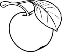 Monochrome Illustration Of A Single Apple With Leaf And Stem vector