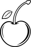 Single Line Drawing Of A Ripe Cherry With Leaf vector