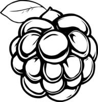A Detailed Line Drawing Of A Single Cloudberry With Leaf vector