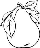 A Delicate Illustration Of A Pale Yellow Pear With Leaves vector