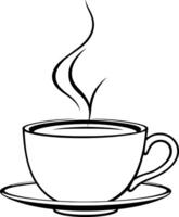 A Simple Line Drawing Of A Steaming Cup Of Coffee On A Saucer vector