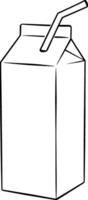 Simple Line Drawing Of A Carton With A Straw Ready For Your Beverage vector