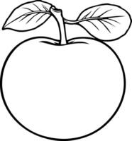 Drawing Of A Single Apple With Leaves vector