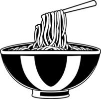 Delicious Noodles Being Lifted From A Bowl With Chopsticks vector