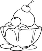 Delicious Ice Cream Sundae with Cherries and Sauce in Bowl vector