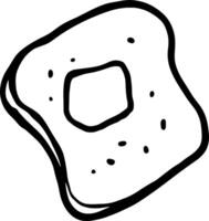 Simple Line Drawing Of A Square Piece Of Toast With A Hole In The Center vector