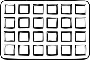 Hand-Drawn Sketch Of A Classic Waffle Iron Grid Pattern vector