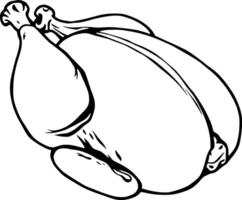 Simple Line Drawing Of A Whole Roasted Chicken vector