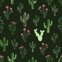 cactus pattern on dark background vector