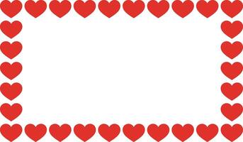 Rectangular hearts frame isolated on white background . Horizontal frame with red hearts . illustration vector