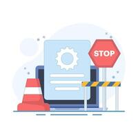 System Maintenance Concept, Laptop with system update process, Software update flat illustration, update process, software installation, operating system. design illustration. vector