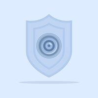 security camera system concept. camera technology to protect, monitor, and prevent crime or criminal acts. shield with lens. minimalist style design illustration. symbol or icon element. vector