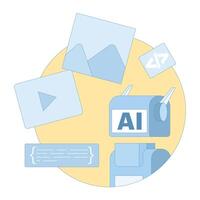 Concept Free AI image and maker tool to convert text to image or . Generate visual or written content with artificial intelligence application. Flat design illustration. vector