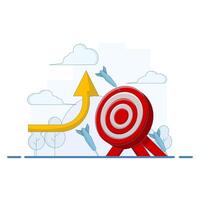 missed target concept. failed to meet and achieve business targets. mission and goals. failed to reach target on dart board. flat style design illustration vector