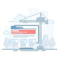 Website creation concept. An attractive website will make it easier for people to be interested. UI UX design using web campaign pulley home landing page flyer banner template with flat style. vector