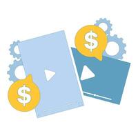 monetization concept. Paid content and distribution via subscription platforms for monetization, including streaming, licensing, access control, and media sales. Design illustration. vector