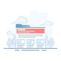 Website creation concept. An attractive website will make it easier for people to be interested. UI UX design using web campaign pulley home landing page flyer banner template with flat. vector
