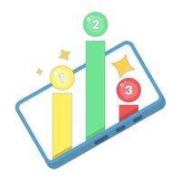 Smartphone Screen Concept showing a ranking system. Representing gamification features, leaderboard ranking, achievement system and user engagement in mobile apps. Design illustration. vector