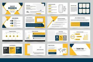 Creative Business Strategy Presentation Showcasing Various Design Elements and Layouts, Business presentation template design, vector