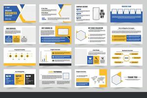 Creative Business Strategy Presentation Showcasing Services and Project Overview Details, Business presentation template design, vector