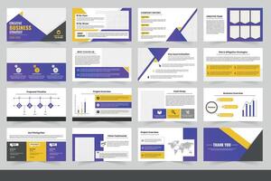 Creative Business Strategy Presentation Showcasing Project Details and Company Overview, Business presentation template design, vector