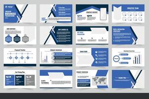 Creative Business Presentation Slides Showcasing Services and Project Overview in Modern Design, Business presentation template design, vector