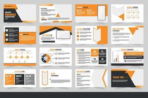 Creative Business Presentation Design Featuring Charts and Layouts in Orange and Gray, Business presentation template design, vector