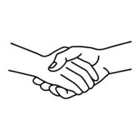 Two hands intertwined representing support and togetherness line art flat illustration vector