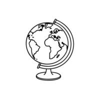 Globe featuring a simple line illustration of the Earth line art flat illustration. vector