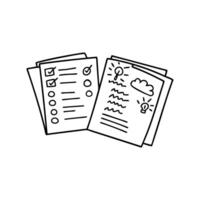 Sheet of paper showcasing the act of note taking or creative expression line art flat illustration vector