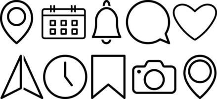 Outline social media set icon design elements Sketch collection vector