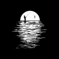 Silhouette of the Fisherman or Angler got bra when fishing in the sunset view, can use for Art Illustration, Environmental Poster, Sticker, Website, or Graphic Design Element. vector