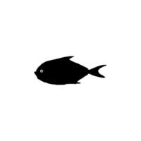 Silhouette of the Silver pomfret, Bramidae, pampo, or Pampus Fish. Flat Style. Can use for Logo Gram, Animal Illustration, Pictogram, Website, etc. Editable vector