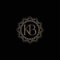 KB logo design. Initial letter k and b serif font style. Creative classic company name typography. Trendy logotype or identity on mandala style vector