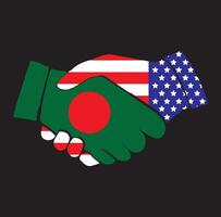Handshake Between Bangladesh USA Flags vector