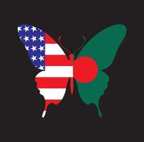 USA BANGLADESH BUTTERFLY FLAG vector