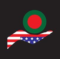 AMERICAN HAND WITH BANGLADESH FLAG vector
