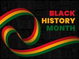 Abstract Black history month background with African patterns and ribbons vector