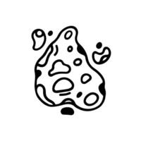 Meteorite icon. Hand drawn elements of falling asteroid. Meteor in weightlessness, cosmic comet with craters. Planet satellite sketch. Isolated doodle, simple black and white illustration vector