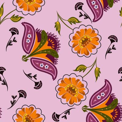 Bohemian Floral Pattern Seamless And Ethnic Ornamental Detailed Traditional Flower Pattern.