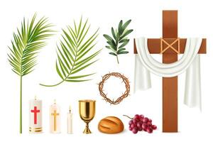 Holy Week Realistic Elements Set vector