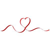 Delicate red ribbon gracefully shapes a heart, symbolizing love and affection vector