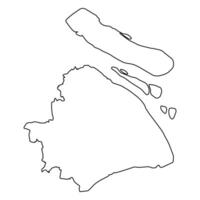 Outline Map of Shanghai with Islands, Minimalist Silhouette vector