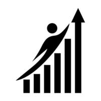 Climbing Growth, Person Ascending Bar Chart Towards Success vector