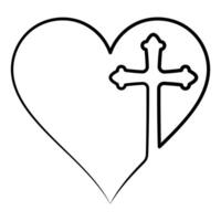 Faith and Love, Christian Cross Integrated Within a Heart Outline vector